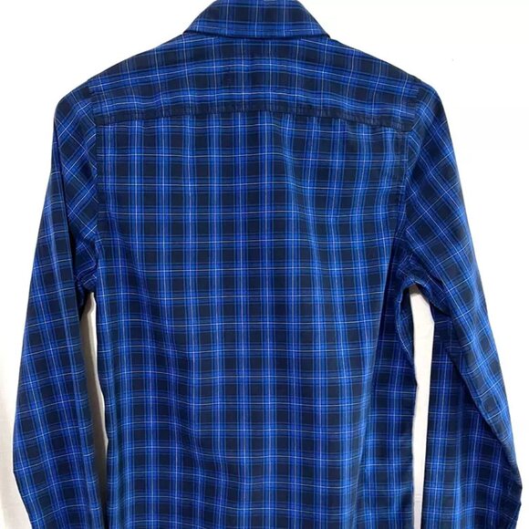 Abercrombie Fitch Boys Shirt Extra Large Long Sleeves Button Up Blue Black Plaid - Picture 3 of 3